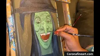 Painting A Witch on Friday the 13th, Real time painting with acrylics