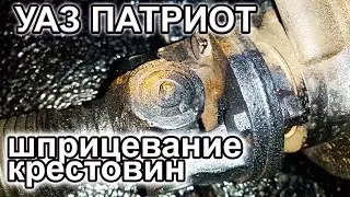 UAZ Patriot. Greasing of cardan shaft crosspieces.