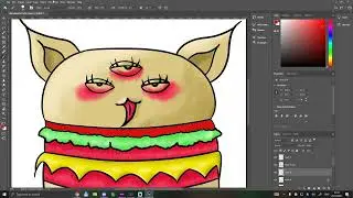 How the psychedelic burgercat merch was made // photoshop art timelapse (3000% speed)