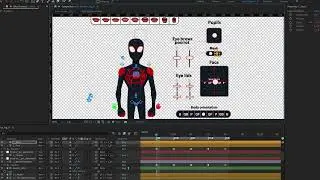 Miles Morales, Spiderman 360 Rig | WIP | After effects rigging | Duik | Motion Rigs
