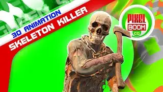 Blue Screen Killer Skeleton Monster Attacks Halloween - PixelBoomCG