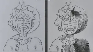 How to Draw Luffy VS Luffy Gear 5 | Easy Step-by-Step Anime Drawing Tutorial