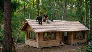 2 Friends Built an Off-Grid Timber Frame Cabin in the Forest (From Scratch) by