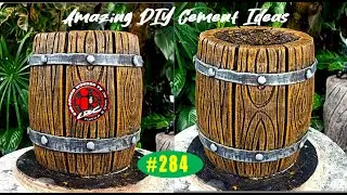 DIY | SIMPLE AND EASY | BARREL INSPIRED CEMENT POT | MACETA DE CEMENTO INSPIRADA EN BARRIL