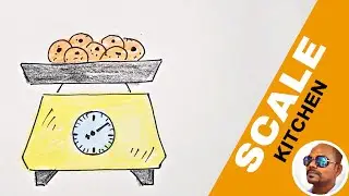 How to draw kitchen scale? (Kitchen items drawing, step by step tutorial)