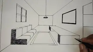 Simple one point perspective room || Perspective drawing ||