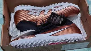 Unboxing Nike Mercurial Zoom Superfly 9 Academy TF Metallic Cooper 📦👟