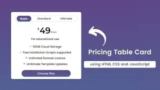 Animated Pricing Table Card using HTML CSS and JavaScript