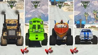 GTA 5 MONSTER TRAIN vs MONSTER BOAT vs MONSTER SEMI TRUCK vs MONSTER CAR - WHICH IS BEST?