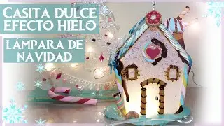 Lámpara de resina y porcelana fría. Casita efecto hielo. Resin epoxy lamp.