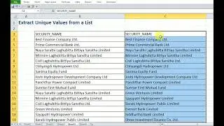 Extracting Unique Values from a List in Microsoft Excel