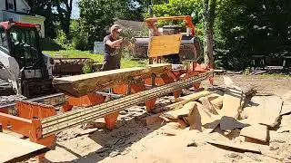 Norwood HD36v2 cutting 4x5 girts on the timber frame order.   Maxing out the Stellicut band.