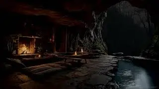 Deep Sleep in a Rainy Cave with Cozy Bonfire Sounds for Stress Relief and Peaceful Rest