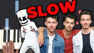 Marshmello x Jonas Brothers - Leave Before You Love Me (SLOW Easy Piano Tutorial)