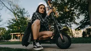 Electric scooter through the city