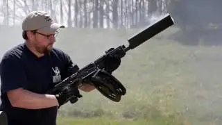 30 shots in 8 seconds with a silenced