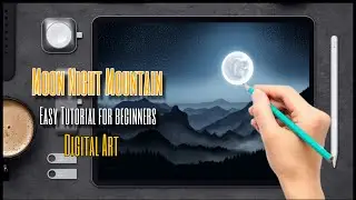 Anyone can draw this Moon Night Mountain Landscape |Tutorial for Beginners @pranavkarmakarart