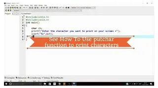 C Program To Print a Character Using Putchar Function