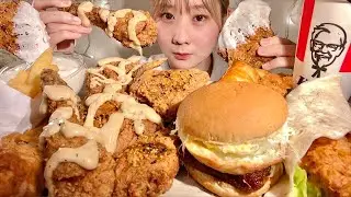 ASMR KFC Garlic Soy Sauce Chicken Burger 【Mukbang/ Eating Sounds】【English subtitles】