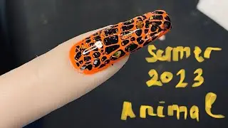 Gel polish| Summer 2022| Stamps print| All levels nail tech. #animalsnails #nail2023 #gelnails