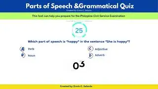 Civil Service Sample Quiz for Part of Speech and Grammatical