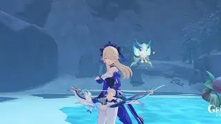 Fischl avoids frostbite (Fischl vs Cryo Hypostasis No-Hit Solo, One Pillar challenge)