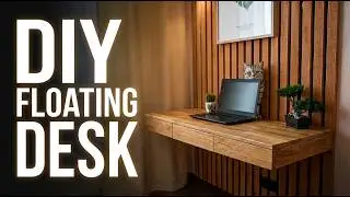 How To Build a Wood Slat Wall With Floating PC Desk!! 🤯😍