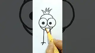 funny red bird cartoon drawing for kids 