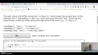 Solution to the MakeTags CodingBat problem