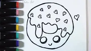 How to Draw a Cute Donut Easy step by step | Easy Drawing