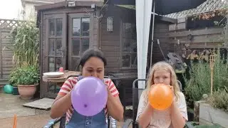 Blowing up balloons and pop it