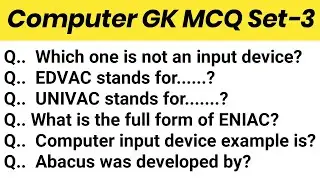 Computer GK MCQ Set-3 || Computer MCQ for Competitive Exams