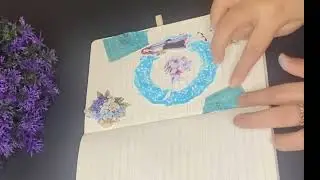 ASMR journaling decor ideas | no sound | aesthetic journal | purple blue spread |