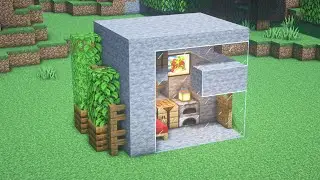 How to Build a Simple Survival Stone House in Minecraft - Minecraft House Tutorial