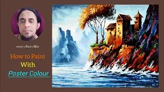 Beautiful scenery drawing with poster colour || Nature Painting