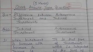 Difference Between Autonomous Investment and Induced Investment Bcom 2nd Semester  Business Economic