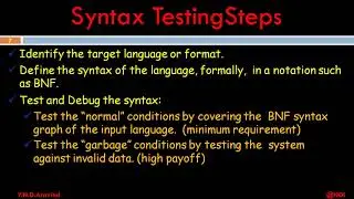 STM | Syntax Testing | Why, What and How | A Grammar for Formats  | By Mr. Y. N. D. Aravind