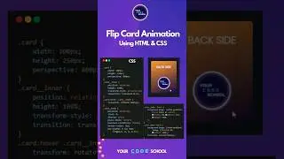 Flip card animation using HTML & CSS 🤩👨🏼‍💻 | Your Code School 
