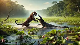 Wild Jaguar Takes On Crocodile and Giant Capybara