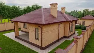 Проект одноэтажного дома с терассой 166 м2.