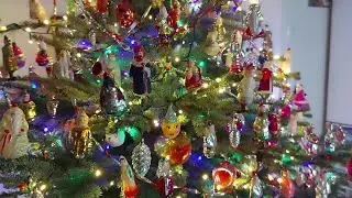 Vintage Christmas tree ornaments. 1930-1960s Soviet Christmas tree decorations