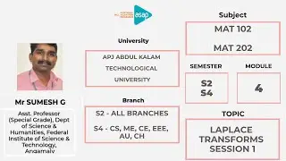 ASAP Engineering Session 40 |𝐌𝐚𝐭𝐡𝐬 | 𝐒𝟐, 𝐒𝟒 | 𝐋𝐚𝐩𝐥𝐚𝐜𝐞 𝐓𝐫𝐚𝐧𝐬𝐟𝐨𝐫𝐦𝐬 𝐒𝐞𝐬𝐬𝐢𝐨𝐧 𝟏 - 𝐌𝐫 𝐒𝐮𝐦𝐞𝐬𝐡 𝐆