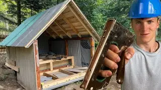 Building a Tiny House: Cutting, Planing & Milling Wood + Finishing Flooring, Roof Tarp, and Walls!