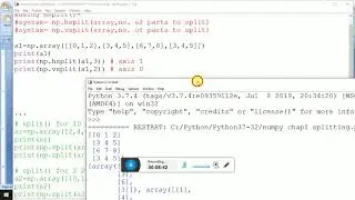 numpy array vsplit, hsplit, split, extract & arithmetic operations by Monika, PGT(CS)
