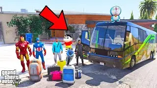 Franklin And Shinchan Start New Road Trip With Luxury BUS From Los Santos TO Paleto Bay In GTA V