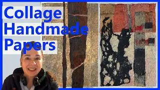 How to collage four abstracts with handmade momigami and joomchi papers.