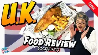 Fish and Chips Food Review - Comedy -  with mushy peas and a picked egg. UK Food review.