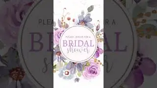 Bridal Shower Video Animated Invitation, Romantic Purple Flowers Watercolor Animated E Invite