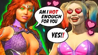 Every SuperHero & Villian THiRSTY Flirts for STARFIRE - Injustice 2 Funniest Interaction Intros
