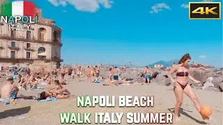 4k Beach Walk - Naples Italy - Napoli Beach - June 2022 🇮🇹